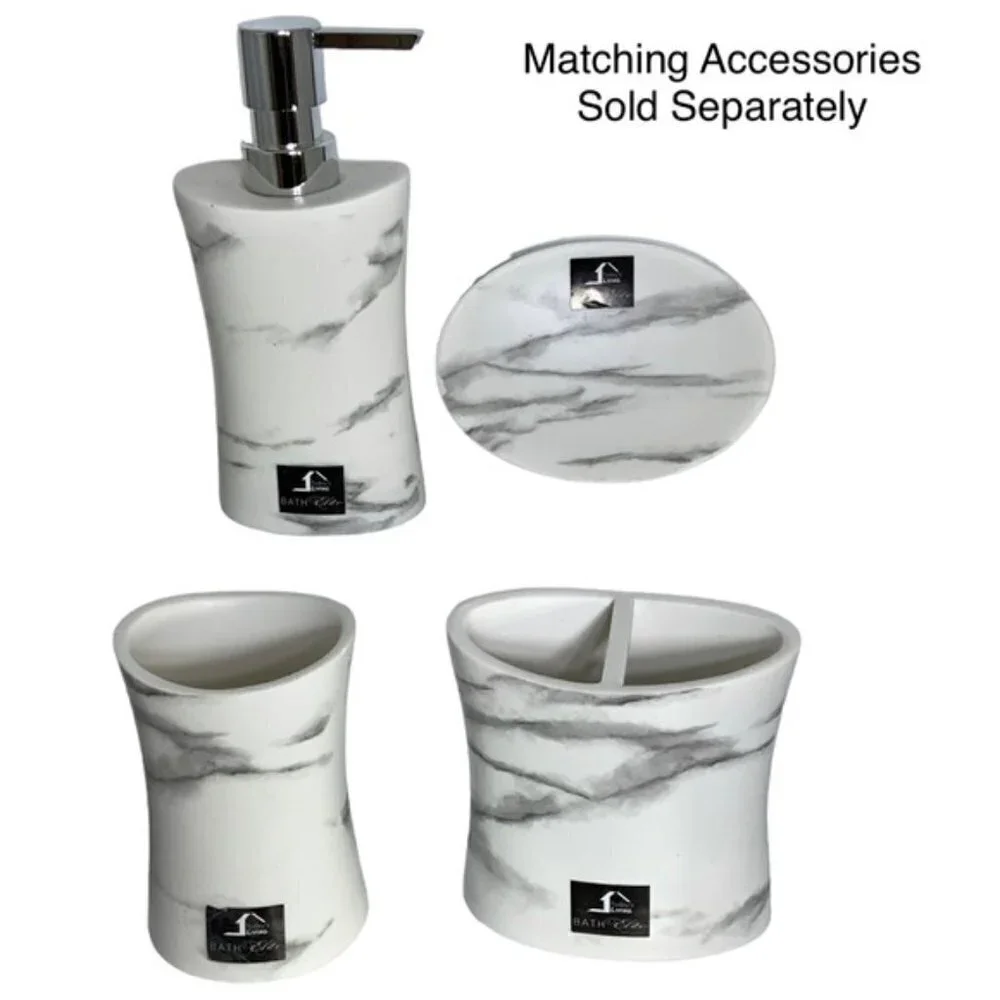 Today’s Living Marble Elite Bath Shower Curtain Easy Care Fabric White G…